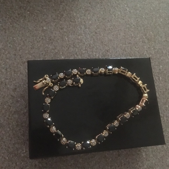 18 k yellow gold diamond sapphire bracelet - Picture 3 of 4